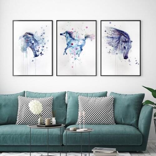 Abstract Water Color Horse Animals Art Canvas Print Wall Prints Horse Wall Art Canvas Posters Art Gifts for Horse Lover