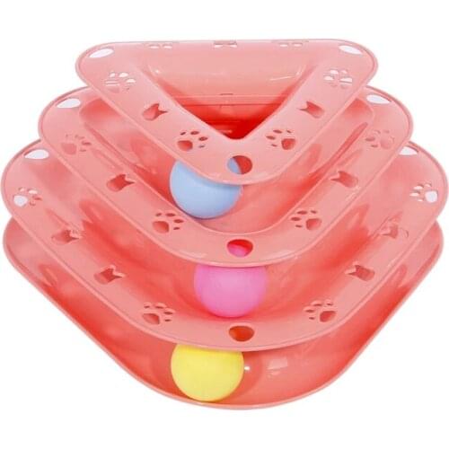 Cat Tower Pet Cat Toys Funny Plastic Interactive Turntable Tracks Triangle Turntable Training Amusement Plate Pet Accessories