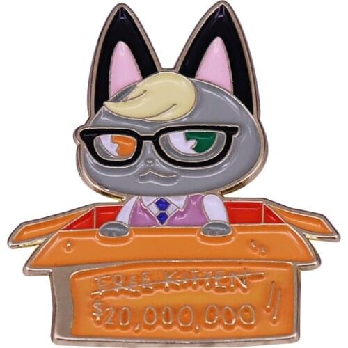 Free Kitten Brooch Glasses Cat Badge Strict Teaching Kitten Enamel Pin Funny Cartoon Figure Jewelry