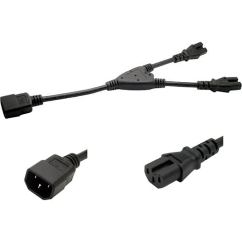 C14-2*C15,IEC320 C14 Male Plug To 2*IEC320 C15 Female Power Extension Cable Cord 0.3m 1ft
