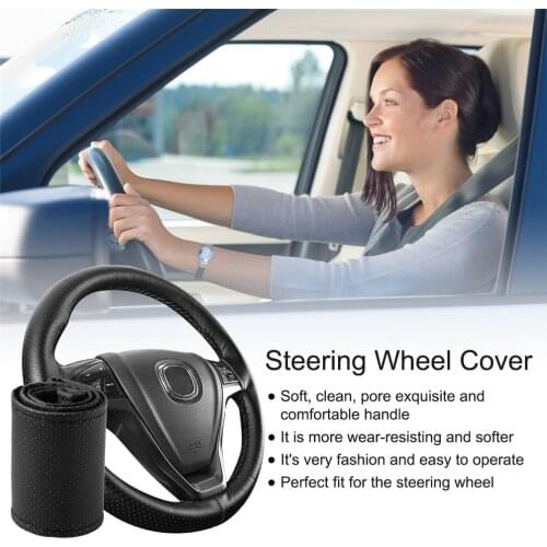 4 Color DIY Texture Soft Auto Car Steering Wheel Cover With Needles And Thread Artificial Leather Car Styling Covers Suite Hot
