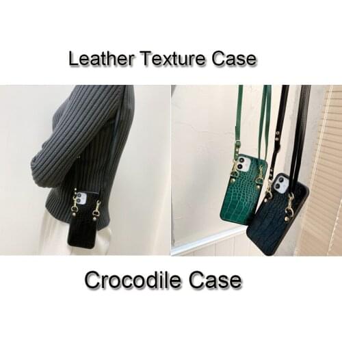 Lanyard Neck Strap Crossbody Crocodile Leather Texture Case For Huawei Honor 30S mate 30 V30 pro NOVA 6 SE 7i 5i 20 Lite Case