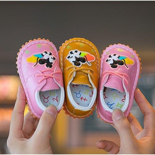Disney childrens cartoon Mickey Mouse Minnie boy girl non-slip soft sole casual shoes baby first walker shoes single shoes