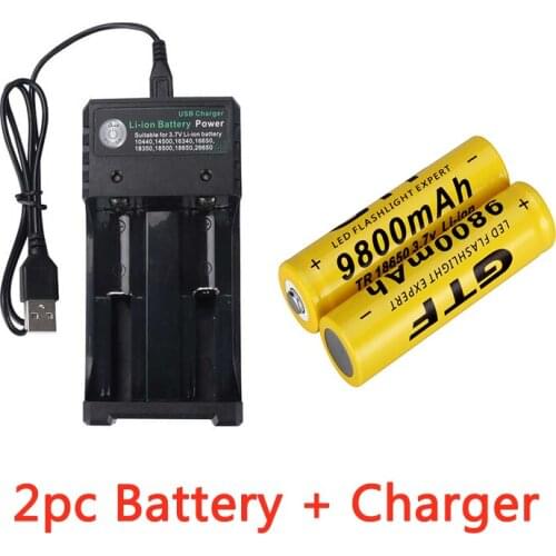 GTF 18650 battery 3.7V 9800mAh rechargeable liion battery 2/4/8pcs li-ion Battery + 2 Slots 3.7V 18650 USB charger