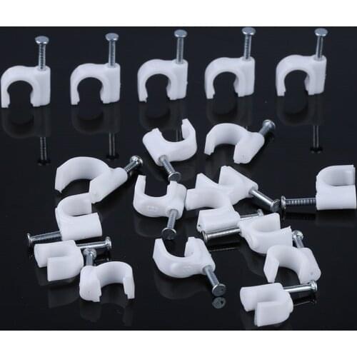 100 pcs one set 6/8/10/12/14/16mm cable steel nail line card card wire line circular Cable Clips trough Wire fixing White