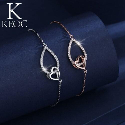 Keoc 2021 New Korean Heart Shaped Water Drop Charm Bracelets for Women AAACZCopper Plated Platinum Jewelry Anti Fading Jewelry