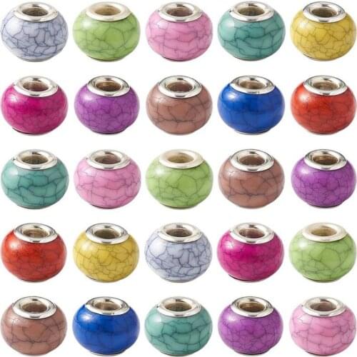 20pcs Striped Large Hole European Beads for DIY Jewelry Making Bracelets fit Pandora Charms Bracelet Snake Chain DIY Necklaces