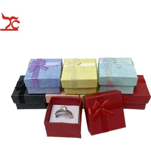 Ribbon Ring Package Box 7 Colors Stud Jewelry Storage Gift Box Store Ring Display Organizer Packaging Paper Box