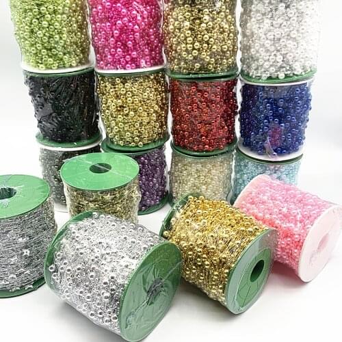 60 yards/roll 3-8mm Fishing Line Artificial Pearls Flower Beads Chain Garland Flowers Wedding Party Decoration Diy Accessories