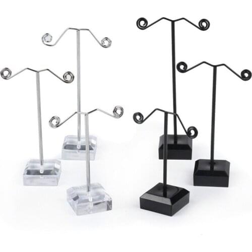 Metal Jewelry Display Stand Black Clear Acrylic Stud Earring Holder Hook Hanger Counter Case Jewelry Organizer Bouches Ornament