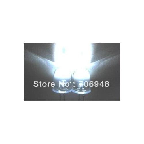 MIX 50pcs 10mm SUPER BRIGHT WHITE LED 50,000mcd FREE RESISTOR