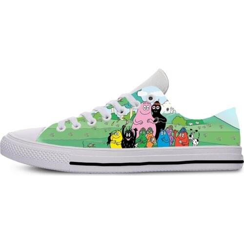 Mens Casual Shoes New Cartoon Funny Les Barbapapa Lace-Up Canvas Strap Ladies Casual Man Shoes Comfortable