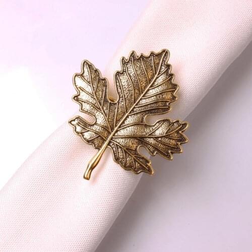 6pcs/set Napkin Rings Set Leaves Napkin Ring Holders Decorative Napkin Buckle Wedding Party Dinner Christmas Table Decoration
