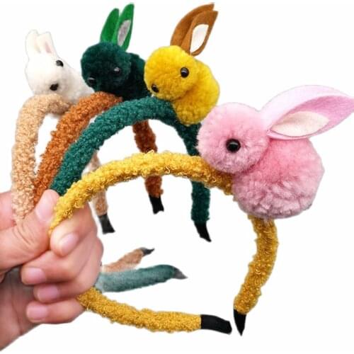 New Cute Girl Hair Hoop Plush 3d Rabbit Children Hair Headdress Baby Girl Hair Accessories Hairbands Hoop Bows