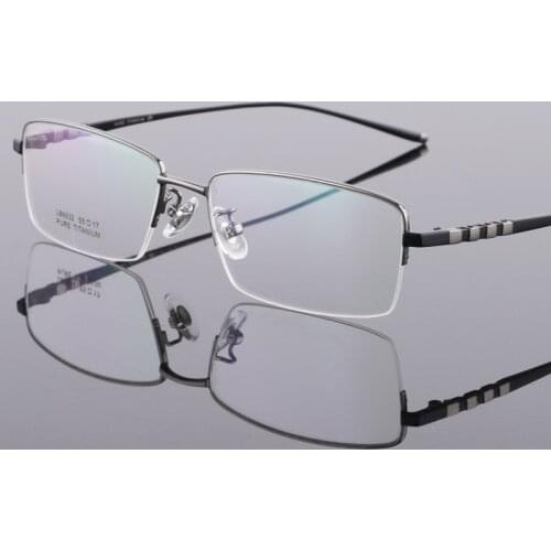 High Quality Pure Titanium Glasses Half Frame Ultra Light Glasses Business Mens Myopia Prescription Glasses 55-17-142