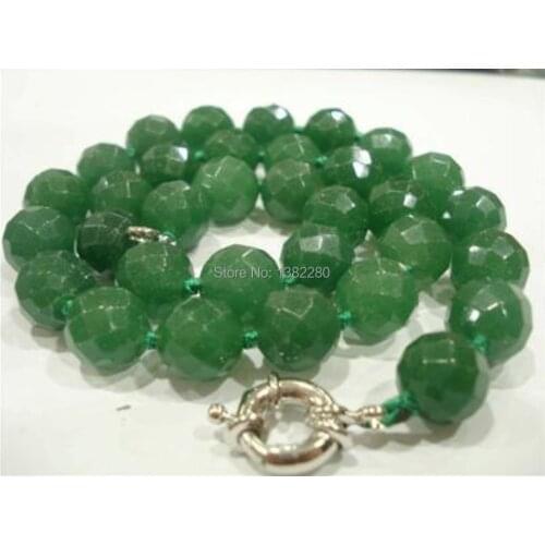 Faceted green chalcedony 12mm round beads necklace 18 " DIY stone best selling suitable for women jewelry design fashion style