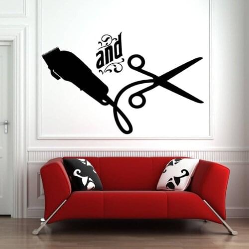 Hair Salon Wall Sticker Art Scissors Tools Quote Design Wall Decals Vinyl Decors Barber Shop Wallpaper Pattern Removable B227
