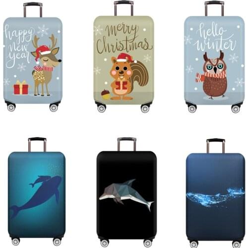 Dolphin Thickest Elastic Luggage Cover Zipper Suit For 18-32 inch Trunk Case Christmas Travel Suitcase Protective Covers Bags
