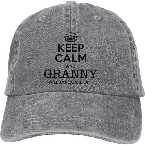 Mothers Gift Keep Calm Granny Will Take Care of It Unisex Denim Baseball Cap