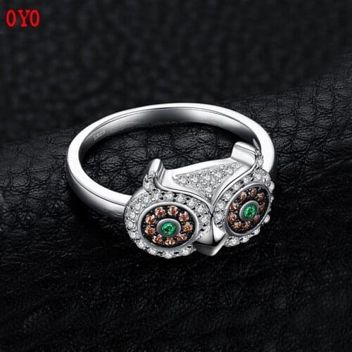 S925 silver owl animal lady personality ring