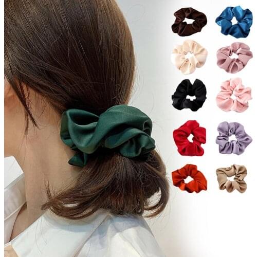 Silk Scrunchies French Retro Hair Tie Simple Silk Scrunchy for Women Soft Hair Girl Elastic Ponyhair Holders Hair Accessories