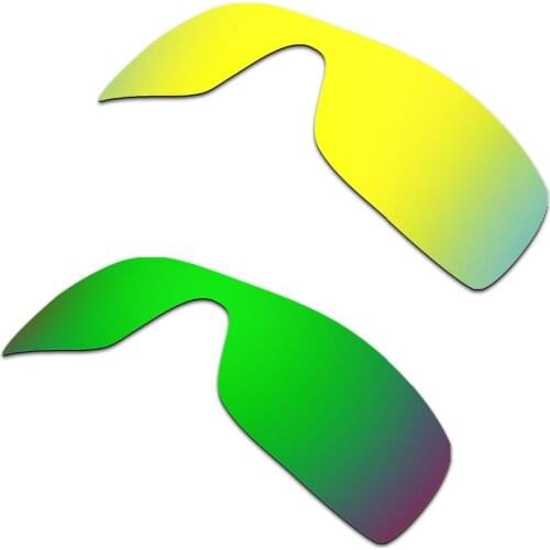 HKUCO For Batwolf Sunglasses 2 Pairs Mens Polarized Replacement Lenses 24K Gold & Emerald Green Increase Clarity