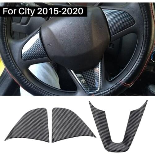Carbon Fiber Style Car Steering Wheel Cover Trim Molding Decoration for Hondo City 2015-2020