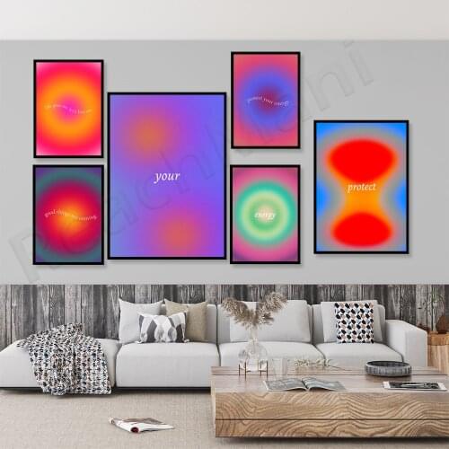 Protect your energy, aura posters, retro gradient posters, psychedelic decoration, aesthetic decoration posters