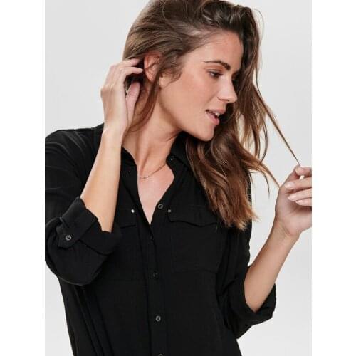 Womens Modern Stylish Casual Straight Color Plain Shirt Black Khaki Mustard