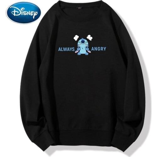 Disney Sweatshirt Women Unisex Stitch Little Monster Letter Cartoon Print Long Sleeve Harajuku Streetwear Female Tops 10 Colors