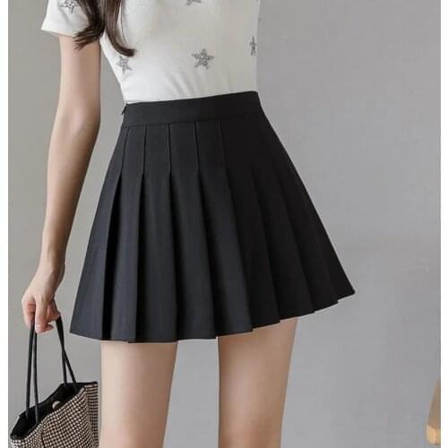 Womens Spring and Autumn Summer High Waist Mini Skirt Student Kawai Dance Casual Fashion Girl Sexy Pleated Skirt