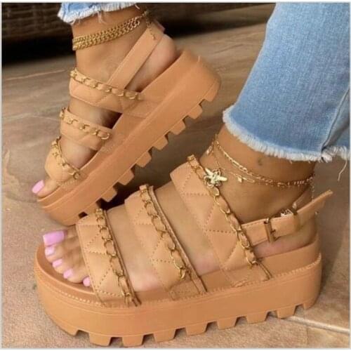 Womens Sandal Platform Platform Medium Heel Ladies Sandal Summer Soft-soled Comfortable Open Toed Ladies Sandal Beach Shoes