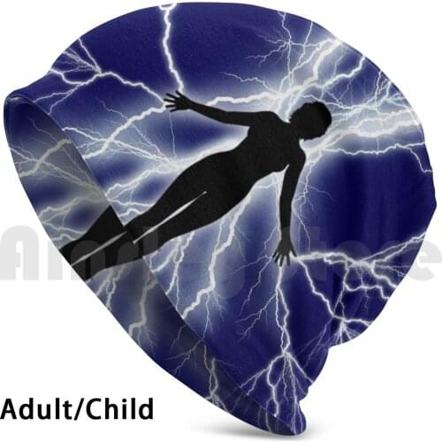Female Supernatural Lightning Sparks Beanies Knit Hat Hip Hop Female Lightning Blue Sparks Electric