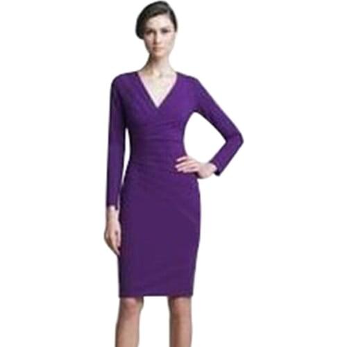 New Fashion 2022 New Elegant V-neck Full Sleeve Knee-length Stretch Slim Temperament Charm Party Cocktail Pencil Dresses