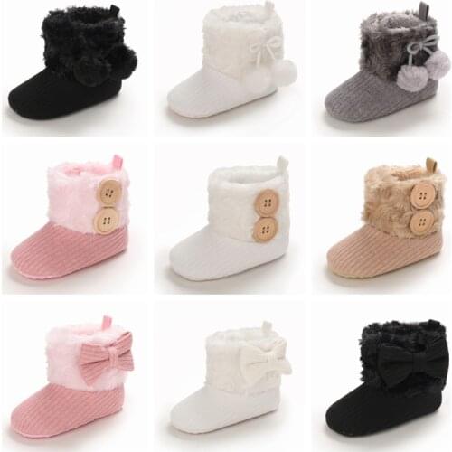 Winter Snow Boots For Newborn Baby Girls Booties Keep Warm Plush Inside Anti-slip Baby Infant Toddler Cute Soft Bottom Shoes