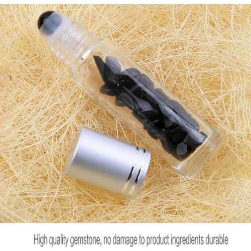 10Pcs Natural Gemstone Jade Roller Bottle Refillable Essential Oil Bottle Roller Ball Bottles 10Ml