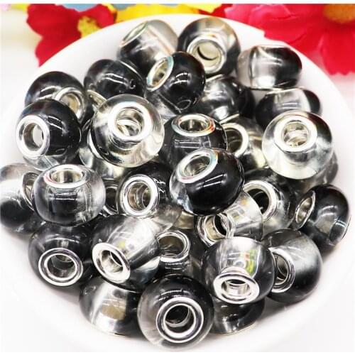 10Pcs New Big Hole Round Loose Rondelle Resin Murano Spacer Beads Fit Pandora Charms Bracelet Bangle Beads for Jewelry Making