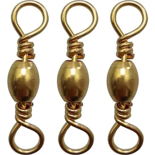 100pcs Barrel Fishing Swivel With Solid Ring Gold Barrel Swivels Fishing Line Hook Connector Size 2 6 8 10