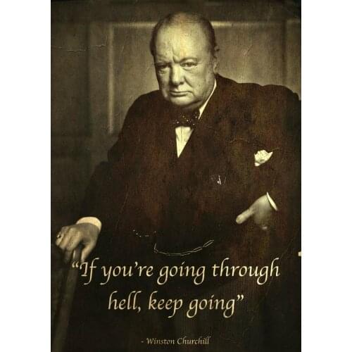 12style Winston Churchill Style Inspirational Motivational Quote Art Film Print Silk Poster for Your Home Wall Decor 24x36inch