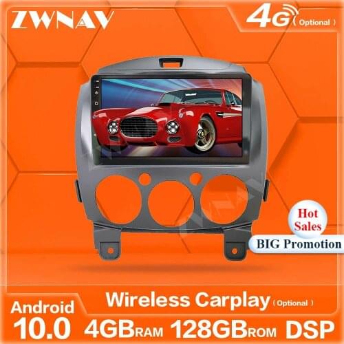 128G Wireless Carplay Android10 Player For Mazda 2 2007 2008 2009 2010 2011 2012 2013 2014 GPS Auto Audio Radio Stereo Head Unit