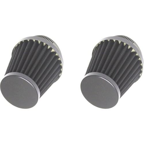 2Pcs 60mm Motorcycle Dirt Bike Black Cone Air Intake Filter Cleaner w/ Clamp Ring
