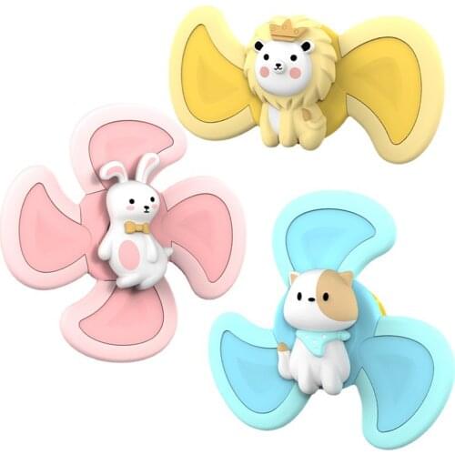 3PCS Suction Cup Toys Safe Interesting Baby Bath Toys Spin Toy Children Classic Funny Kids Toys Cute Cartoon Animal Suction Cup
