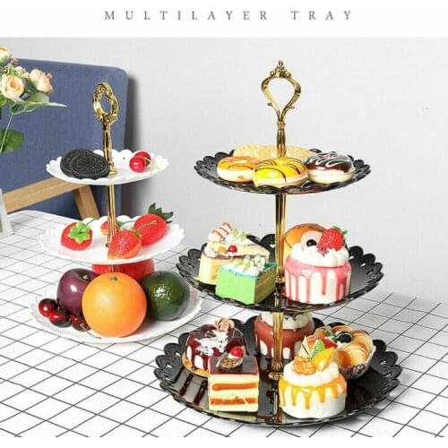 3 Tier Plastic Cake Stand Afternoon Tea Wedding Plates Party Tableware New Bakeware Cake Shop Three Layer Cake Rack