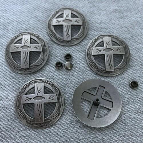 30PCS 31MM Antique Silver Round Rivet Punk Spike Round Cross Studs Spikes Shoes Belt Bag Bracelets Accessories Leather Craft