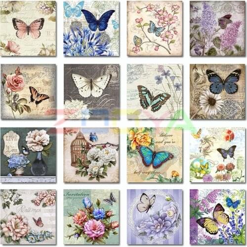 5D Diy Diamond Painting Butterfly Flower Landscape Diamond Pictures Cross Stitch Rhinestone Diamond Embroidery Home Decor Lx869