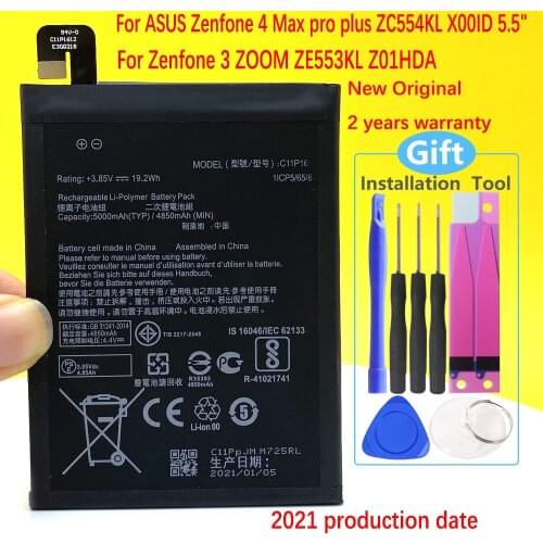New 5000mAh c11p1612 Battery for ASUS Zenfone 4 Max pro plus ZC554KL X00ID 5.5" ZE553KL ZenFone 3 Dual Z01HDA Cellphone
