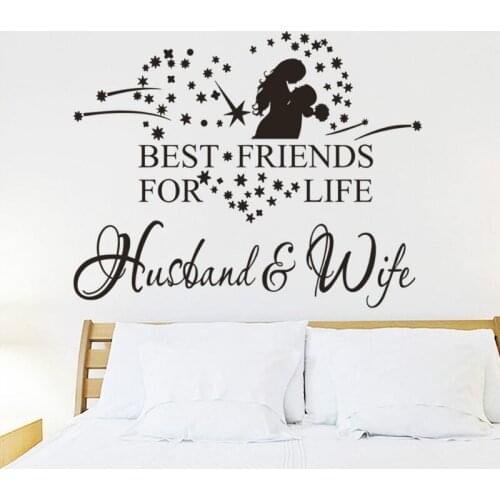 Bedroom Decor Romantic Husband Wife Heart Wall Sticker Best Friends for Life Wall Decal Quote Art Wall Sticker Decor