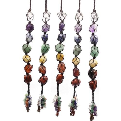 Natural Irregular Crystals stone Hand-woven Keychain