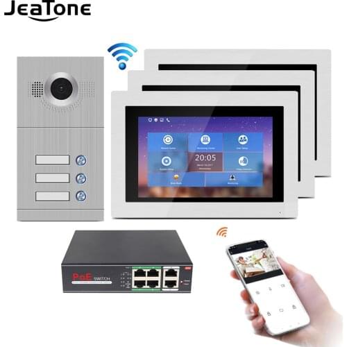 WIFI IP Video Door Phone Intercom System Video Doorbell 7'' Touch Screen for 3 Floors Apartment/8 Zone Alarm Support Smart Phone