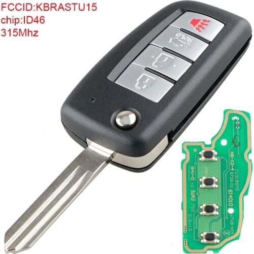315Mhz Remote Car Key Replacement 4 Buttons Upgraded Remote Car Key with ID46 Chip KBRASTU15 Fit for Nissan Versa-Xterra